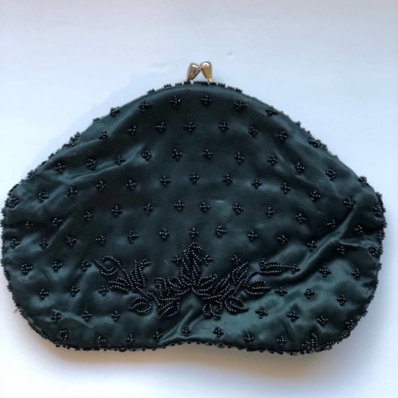 Vintage Women's Hand Beaded Black Evening Clutch - Picture 3 of 12